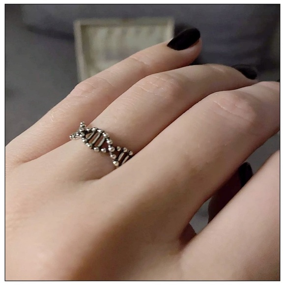 New Solid Sterling Silver Adjustable 12 Strand DNA Helix Ring - Picture 3 of 5